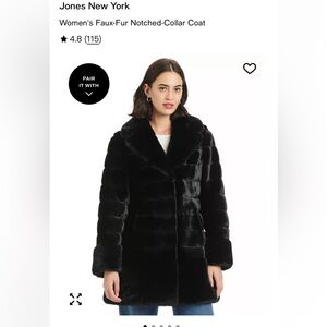 Jones New York Women’s Faux-Fur Notched Collar Coat
